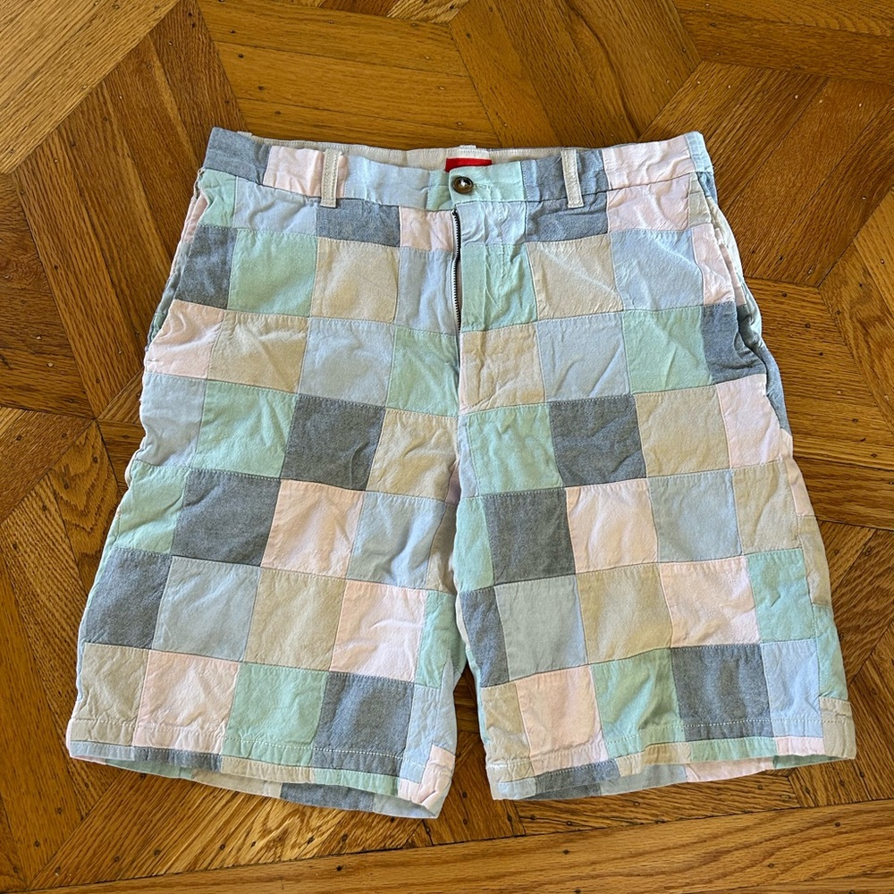 Izod Green and Blue Flat Front Shorts